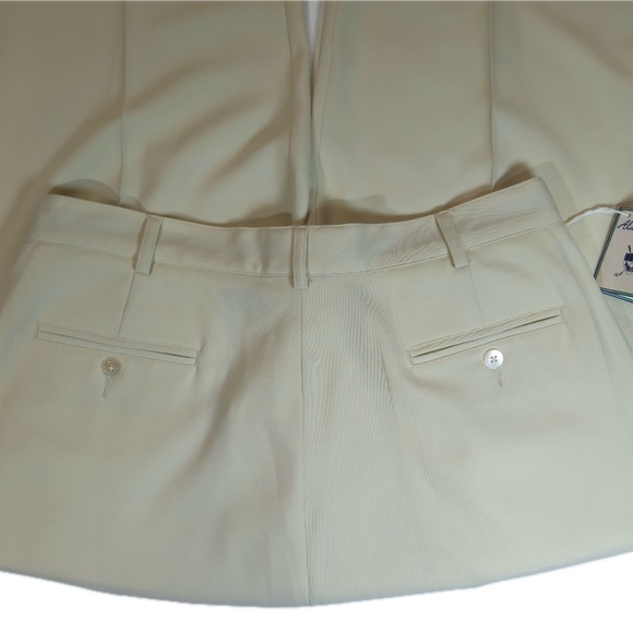 Alan Flusser Golf Pants Mens 34x30 String Pleated Front Performance Dress Cream - Picture 8 of 9